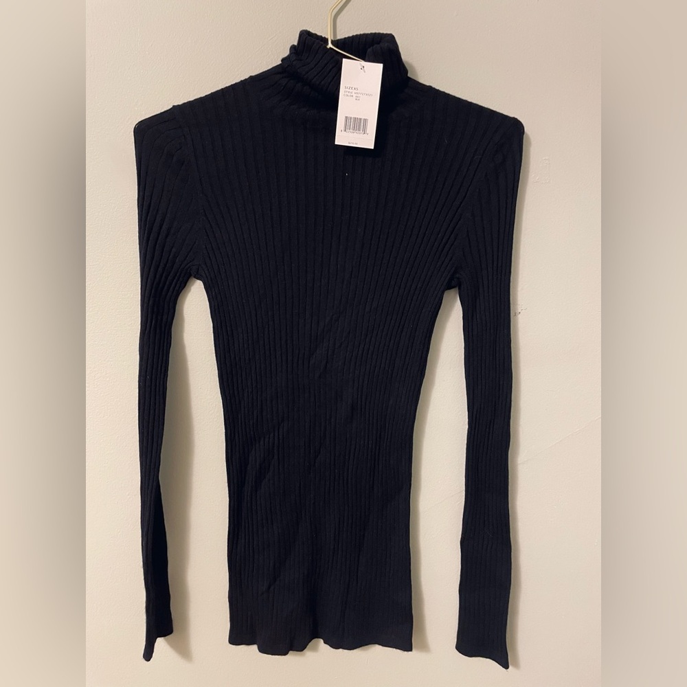 Women’s Vince Black Ribbed Turtleneck Top